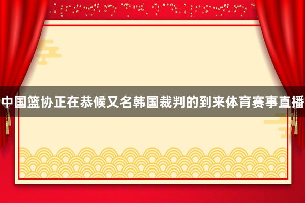 中国篮协正在恭候又名韩国裁判的到来体育赛事直播